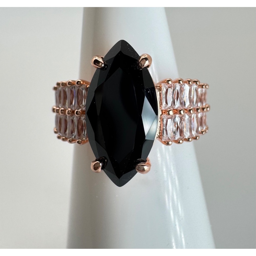 Size 6 Bomb Party Ring - RG94193 "Wandering Silver Skies" Black Onyx CZ on RG